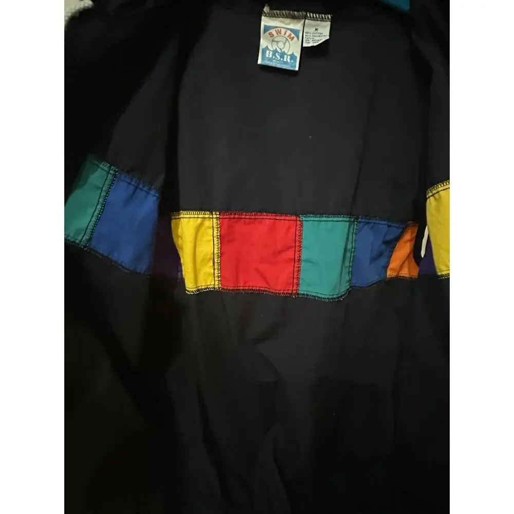 Vintage Swim BSR Hooded Color Block Windbreaker Vest Made USA
